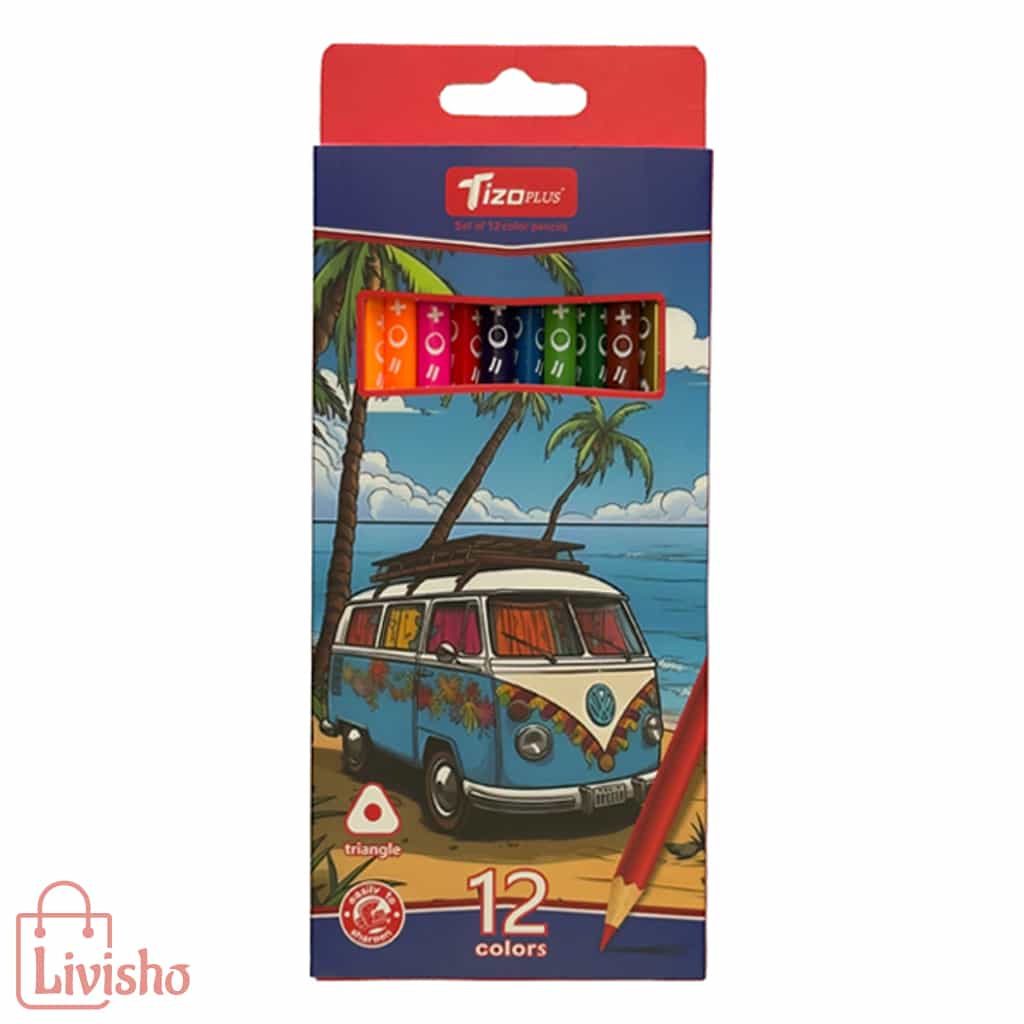 292-min مداد رنگی 12 رنگ تیزو مدل مثلثی دخترانه/پسرانه - Image 1