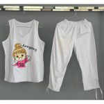 ست تاپ و شلوار برمودا طرح Happy Girl - Image 2