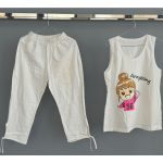 ست تاپ و شلوار برمودا طرح Happy Girl - Image 3