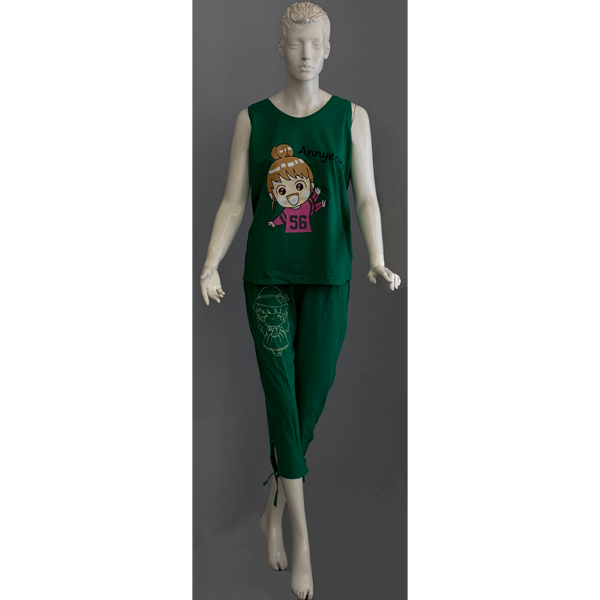 ست تاپ و شلوار طرح Happy Girl ست تاپ و شلوار برمودا طرح Happy Girl - Image 1