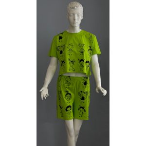 ست کراپ شلوارک طرح عروسک