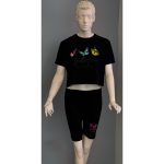 ست کراپ شلوارک طرح پروانه